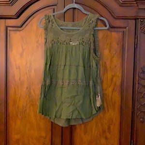 Knox Rose Olive Green Boho Top